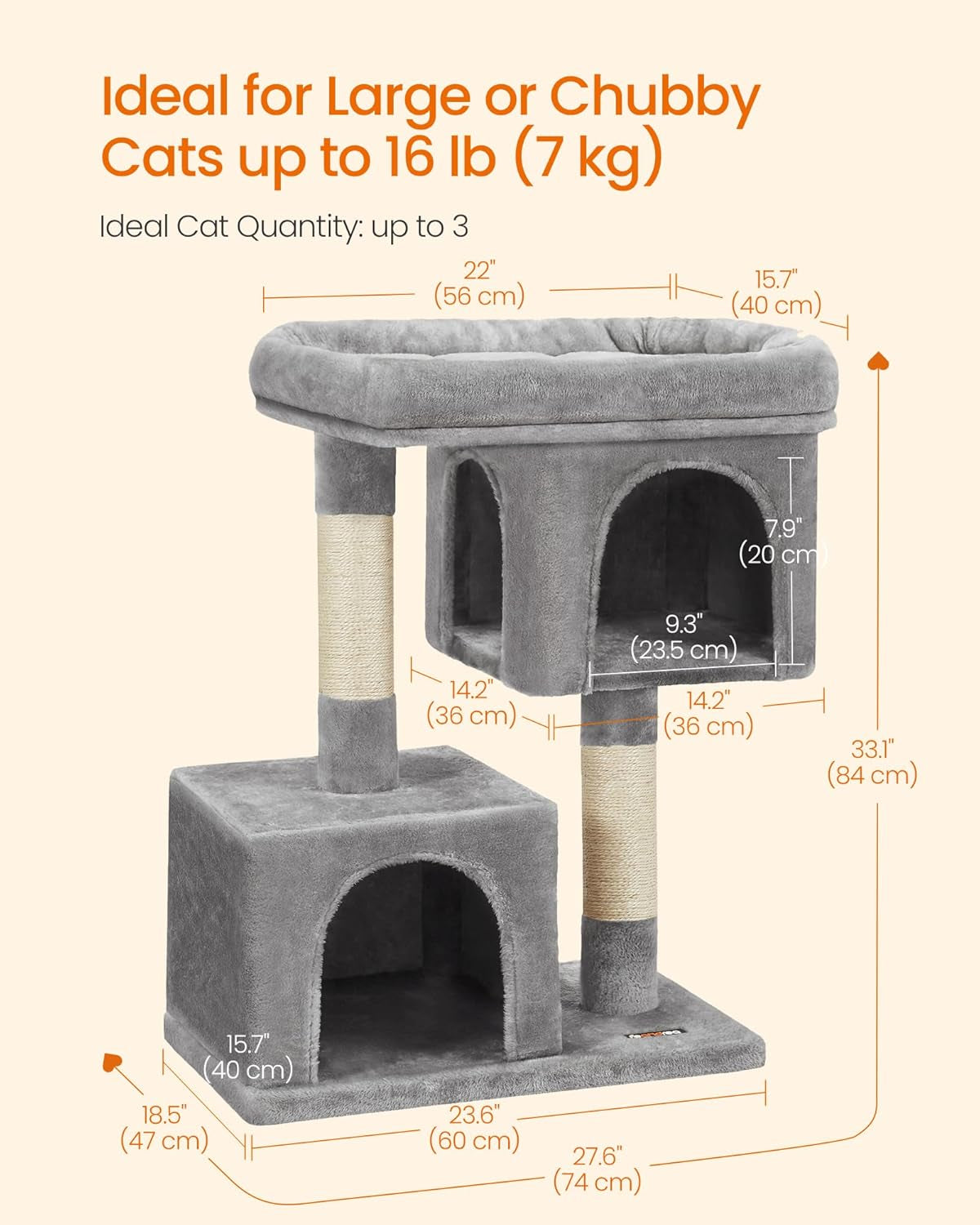 Cat Tower with 2 Caves & Large Perch