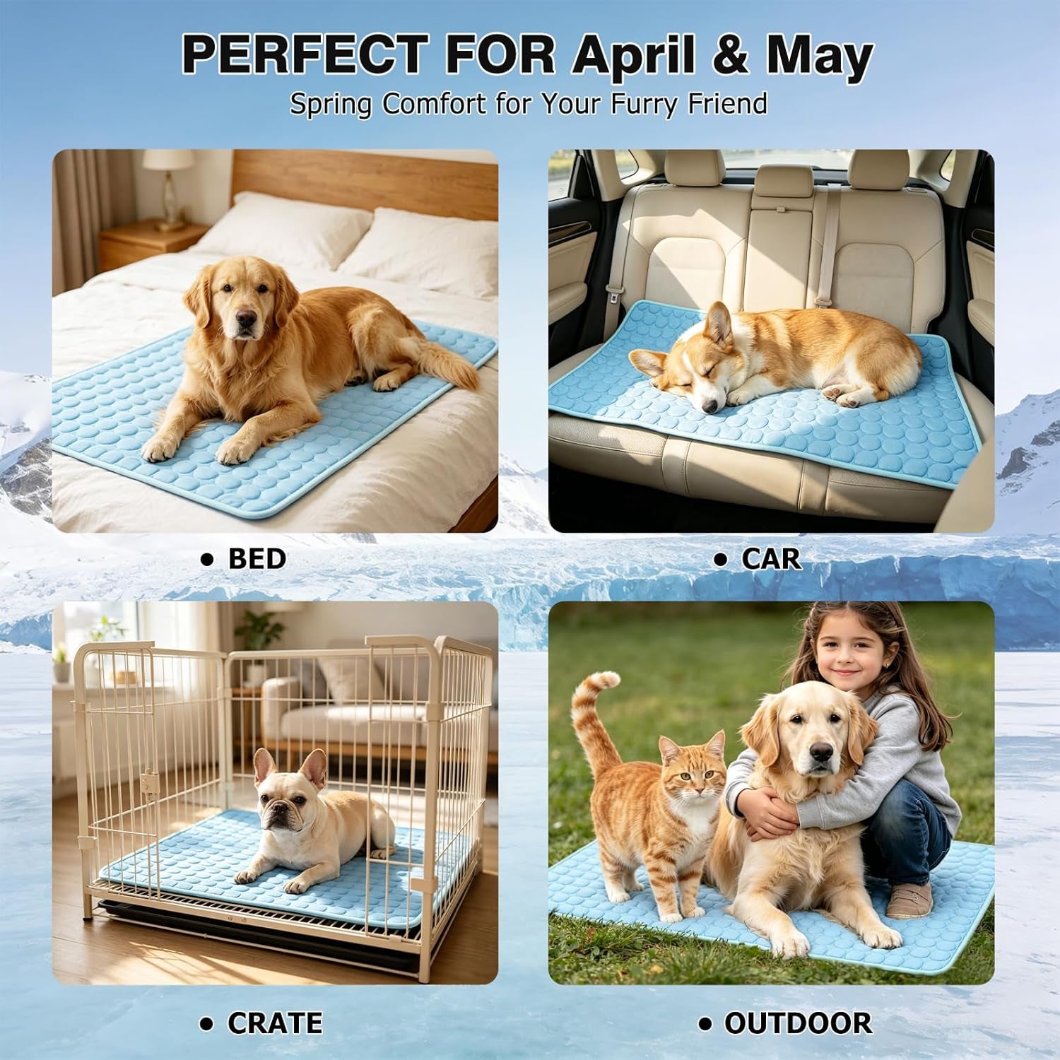 Pet Cooling Mat, 2X-Large, 27.5 X 39.0 In, Mesh, No Water or Electricity Needed, Safe, Portable, Foldable, Easy to Use, Designed for Large Dogs and Cats, 3 Years Warranty