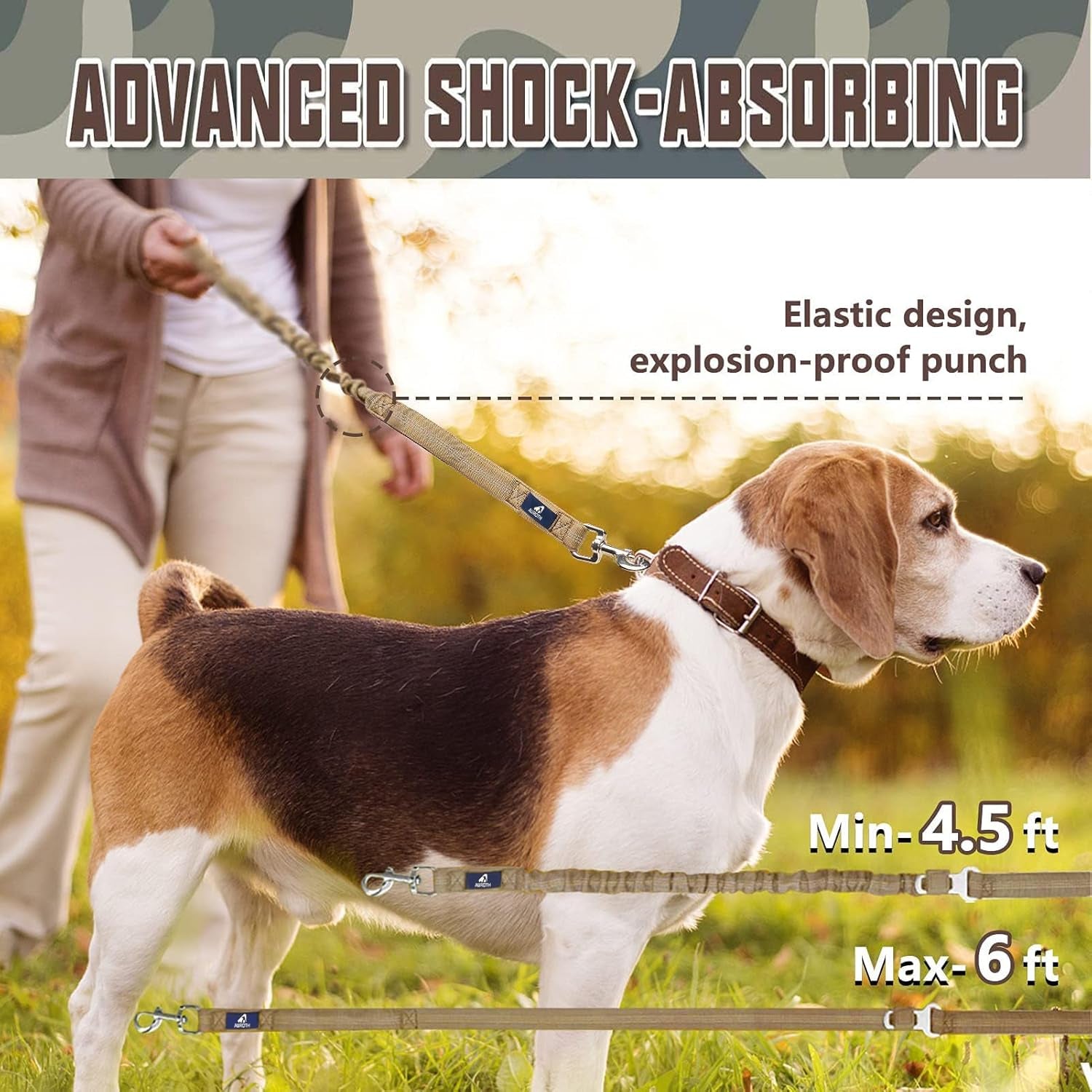 No-Pull Bungee Dog Leash with Seat Belt