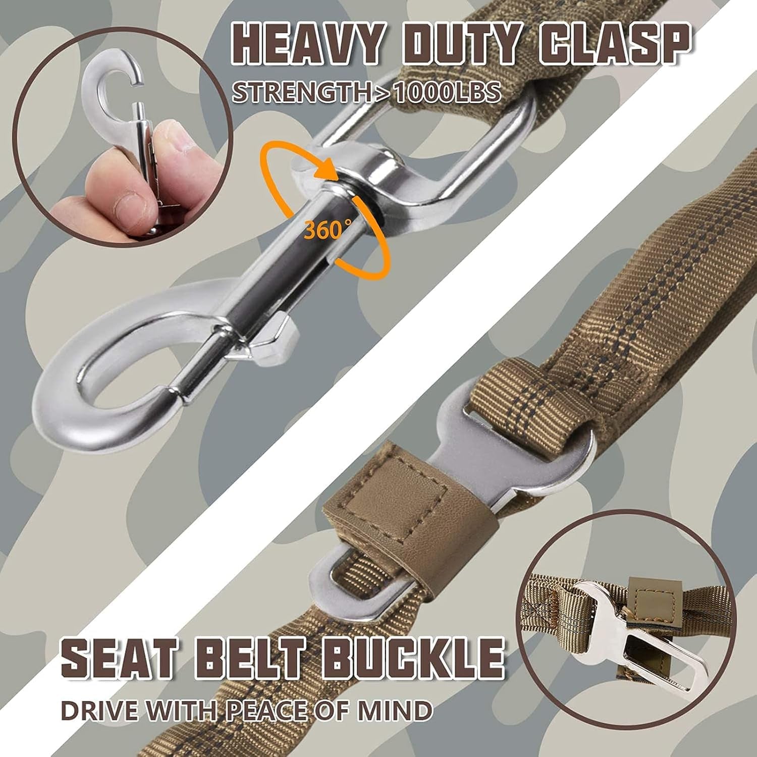 No-Pull Bungee Dog Leash with Seat Belt
