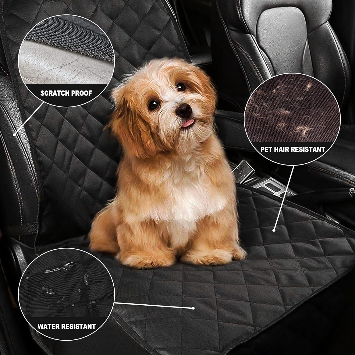 Dog Seat Cover Cars Trucks Suvs, Thick 600D Waterproof Pet Car Seat Cover Dog, Heavy Duty &amp; Wear-Resistant Durable Nonslip Backing with Side Flaps, Scratchproof Dog Front Seat Cover