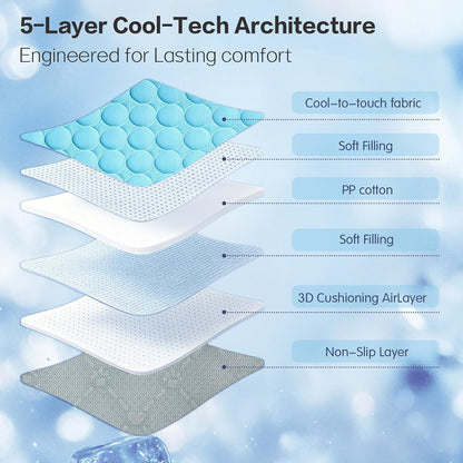 Cooling Mat for Dogs &amp; Cats, Q-Max>0.4 Chill Fiber Pet Cooling Pad, Washable Non-Slip Non-Toxic Portable Cooling Bed for Small Medium Large Pets, Indoor &amp; Outdoor Use