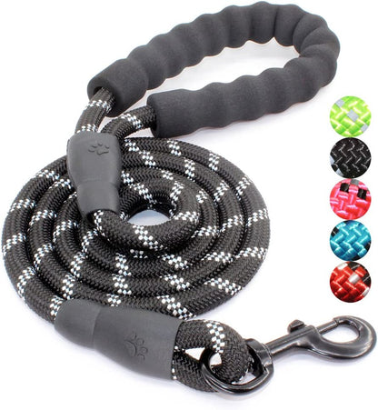 2/4/5/6 FT Dog Leash with Comfortable Padded Handle and Highly Reflective Threads for Small Medium and Large Dogs (5FT-1/2&