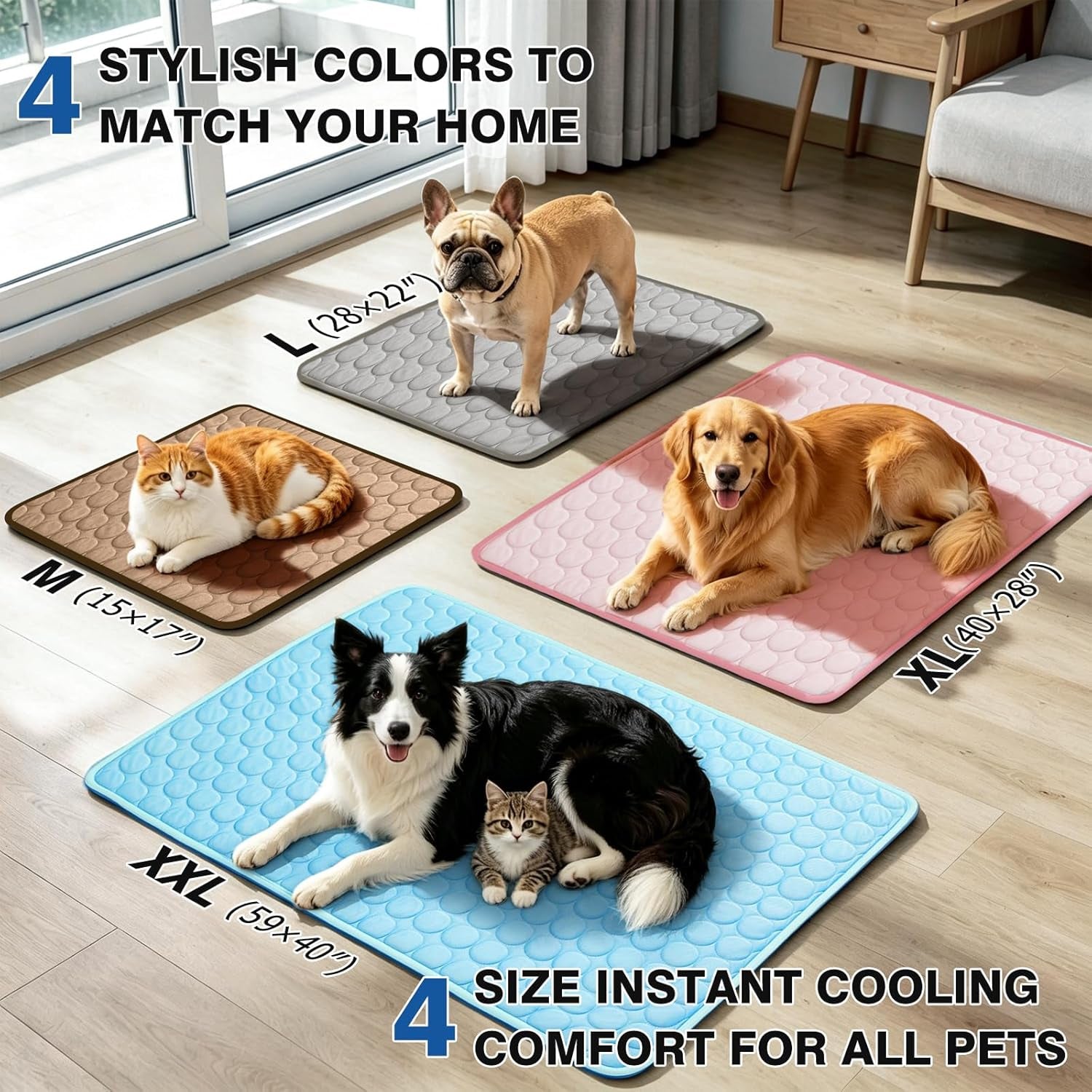 Pet Cooling Mat, 2X-Large, 27.5 X 39.0 In, Mesh, No Water or Electricity Needed, Safe, Portable, Foldable, Easy to Use, Designed for Large Dogs and Cats, 3 Years Warranty