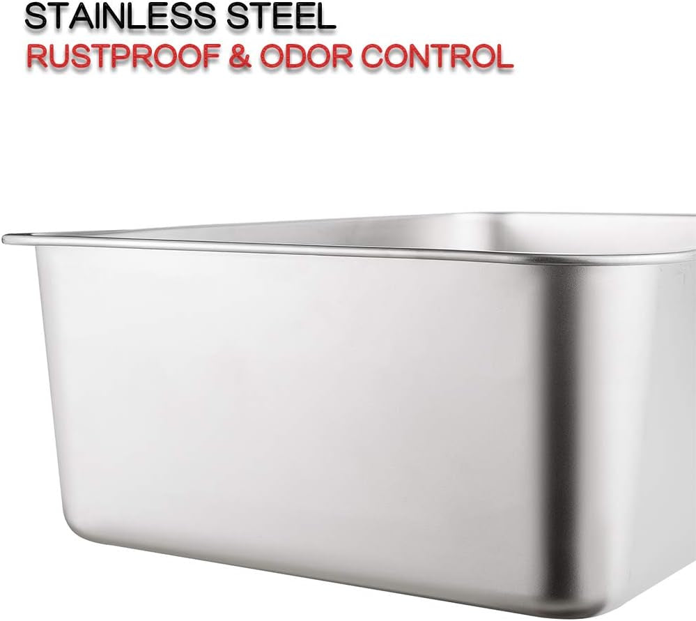 Large Stainless Steel Litter Box with High Sides