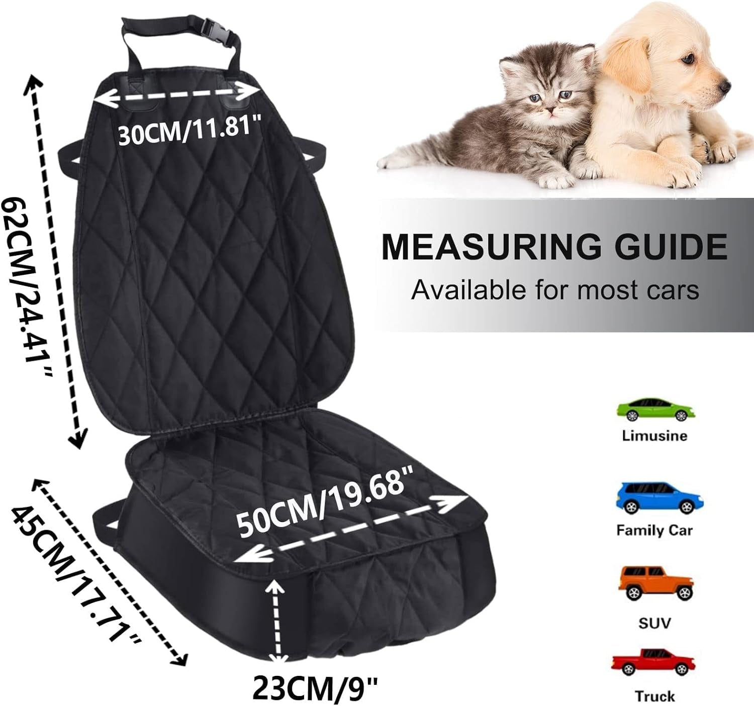 Dog Seat Cover Cars Trucks Suvs, Thick 600D Waterproof Pet Car Seat Cover Dog, Heavy Duty &amp; Wear-Resistant Durable Nonslip Backing with Side Flaps, Scratchproof Dog Front Seat Cover