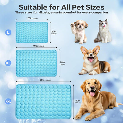 Cooling Mat for Dogs &amp; Cats, Q-Max>0.4 Chill Fiber Pet Cooling Pad, Washable Non-Slip Non-Toxic Portable Cooling Bed for Small Medium Large Pets, Indoor &amp; Outdoor Use