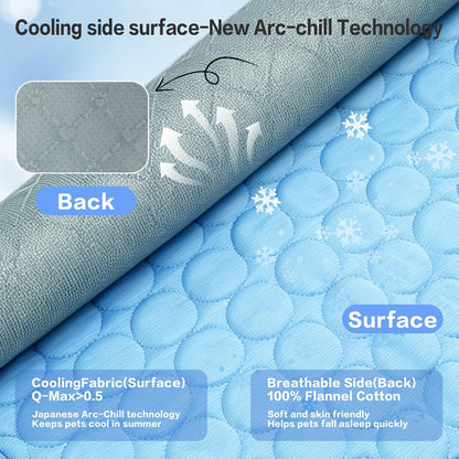 Cooling Mat for Dogs &amp; Cats, Q-Max>0.4 Chill Fiber Pet Cooling Pad, Washable Non-Slip Non-Toxic Portable Cooling Bed for Small Medium Large Pets, Indoor &amp; Outdoor Use